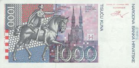 1000 kuna naličje