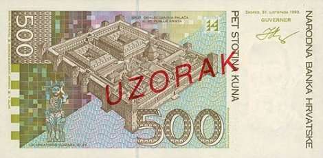 500 kuna naličje specimen